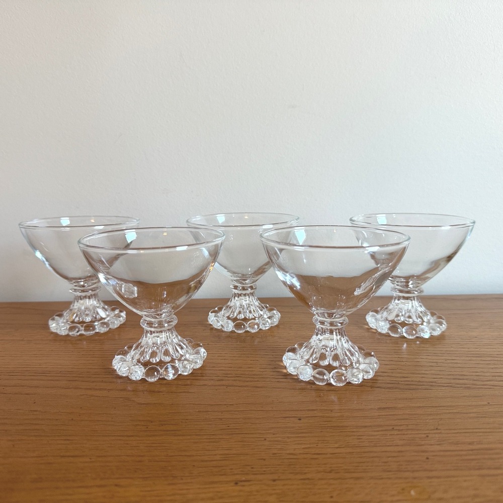 Anchor Hocking‎ Boogie Berwick Footed Sherbet Champagne Glasses Set of 5